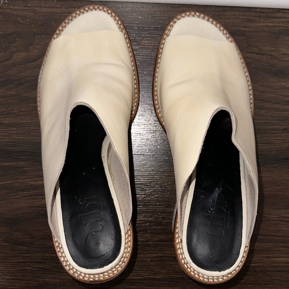 tibi Blane Leather Neutral Chunky Block Heel Open Toe Boho Mules Sz 36.5 (US 6) - Picture 8 of 12